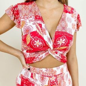 Kittenish Red Bandana Style Top
